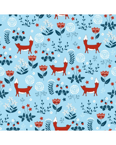 Polyester Fox und Walderdbeeren