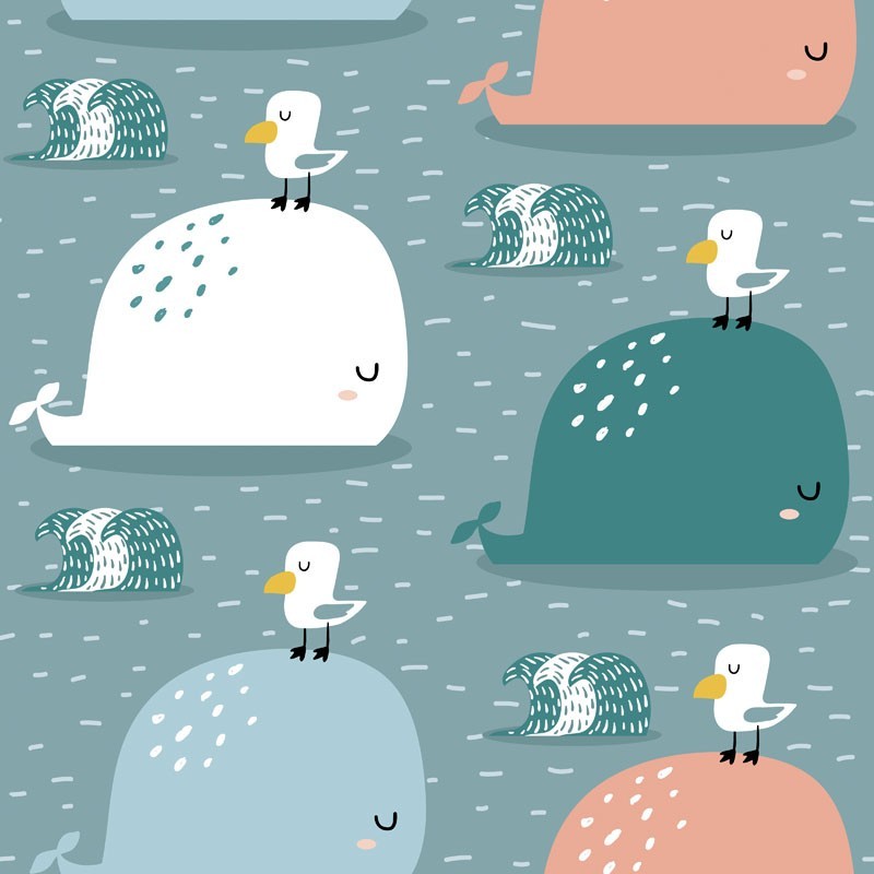 Poliester wieloryb i mewy