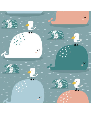 Poliester wieloryb i mewy