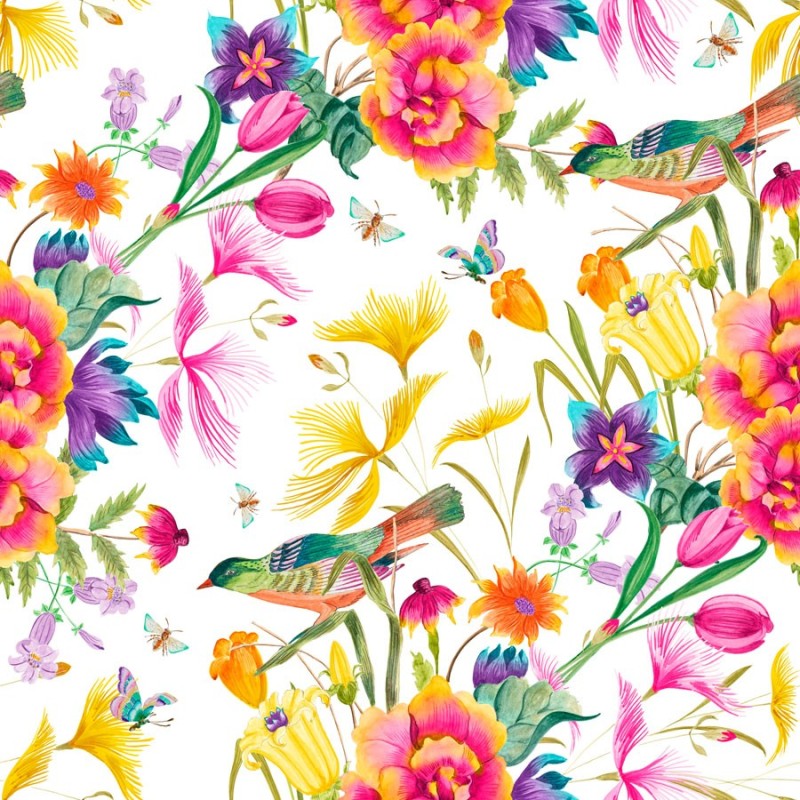 Polyester "Exotische Vögel"