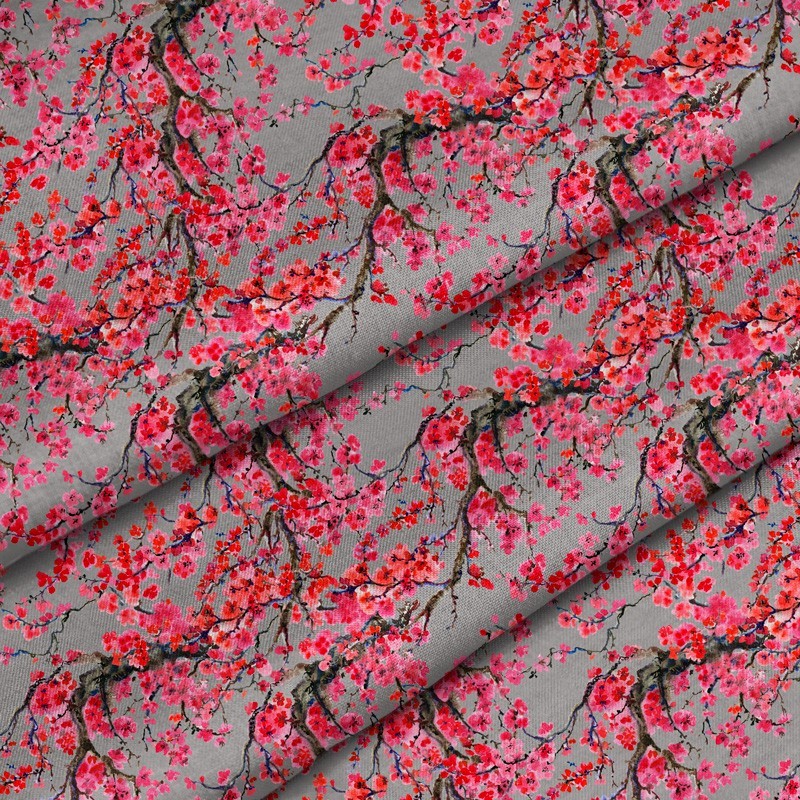 Polyester  Cherry blossoms 1