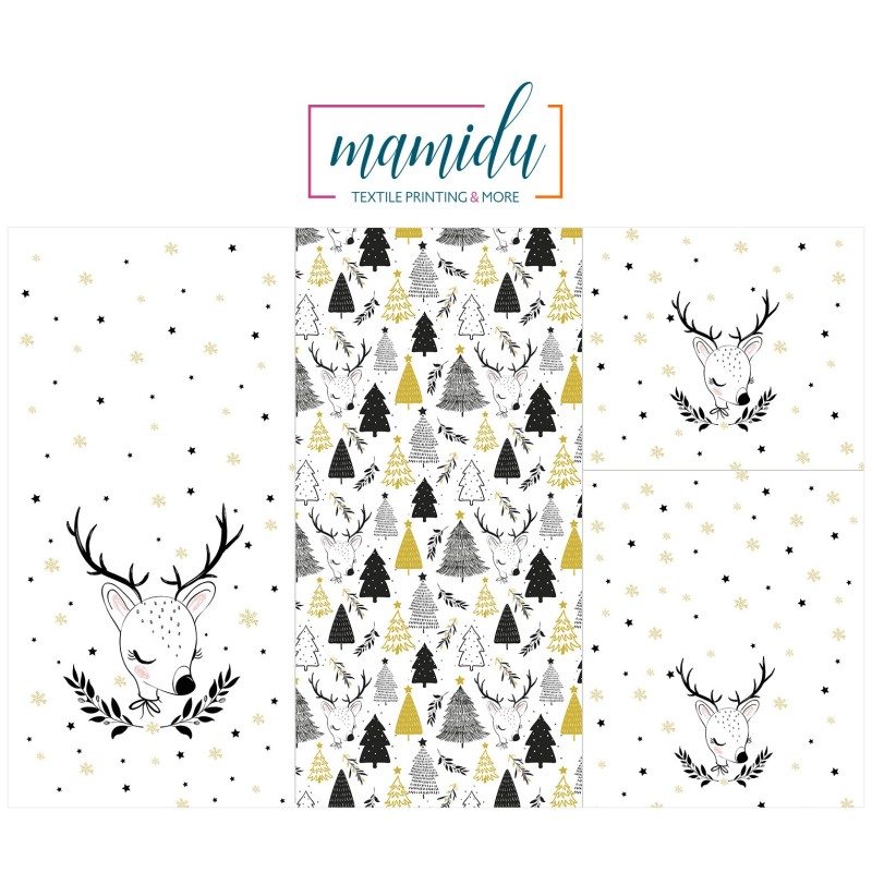 Panel for sleeping bag  "Winter deer 2 -girl"