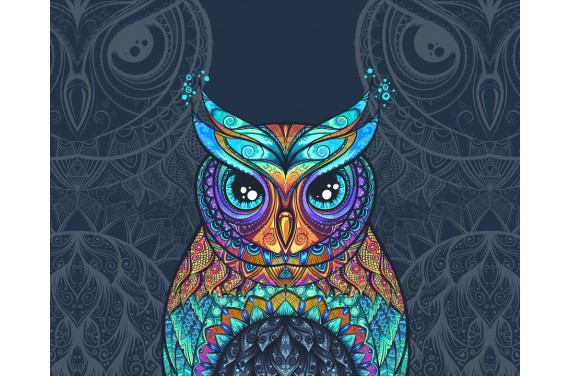 Colourful owl dark  ECO LEATHER PANEL